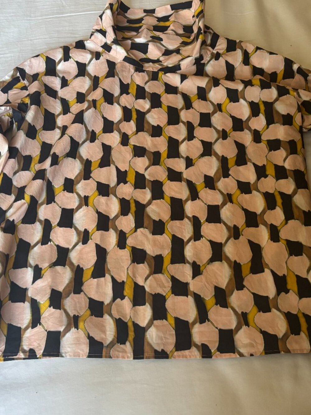 COS Abstract Print 100% Cotton Long Sleeve Blouse Size 10